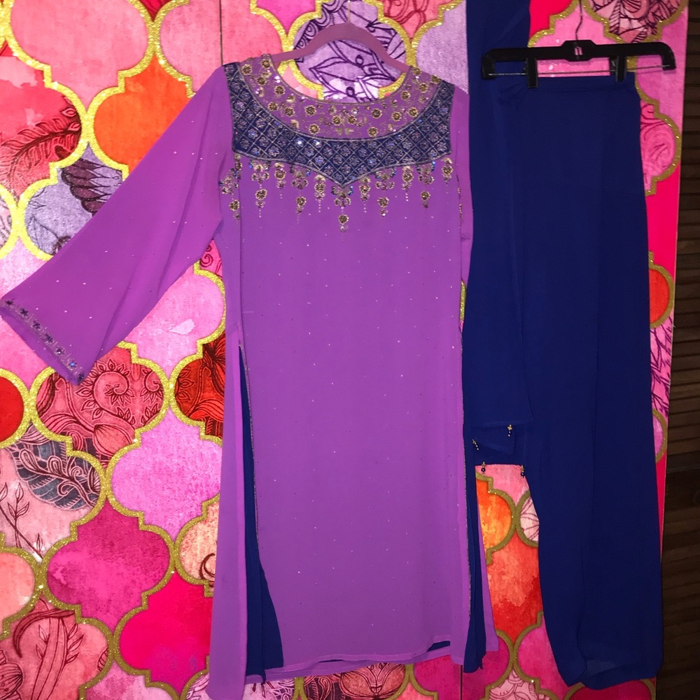 Navy and purple Salwar Kameez